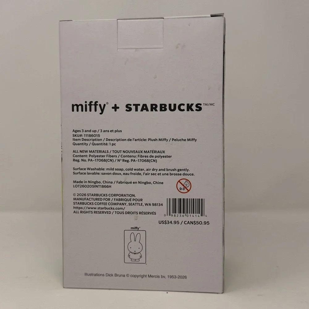 Starbucks Miffy Plush 2026 Limited Edition Green Apron NIB Rare Collab New